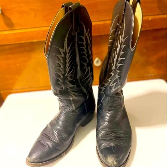 Nocona | Shoes | Vintage 98s Nocona Mens 8d Leather Black  display picture 3